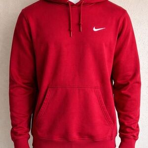 Nike Men’s Size Medium Maroon Hooded Pullover Hoodie Sweatshirt White Swoosh Log